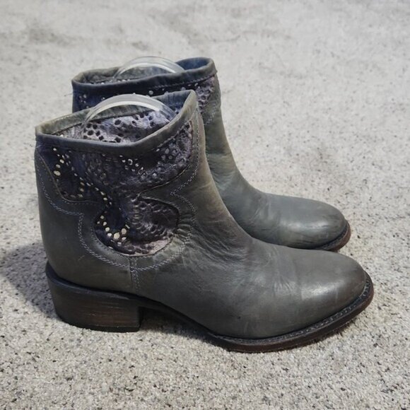 Freebird by Steven Cabcro Crochet Lace Western Moto Booties Size 6 Grey Blue - Picture 4 of 12